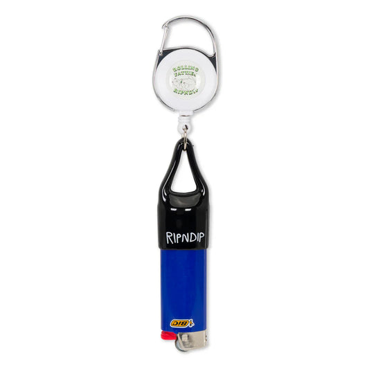 ROLLING FATTIES LIGHTER LEASH KEYCHAIN (SILVER/BLACK )